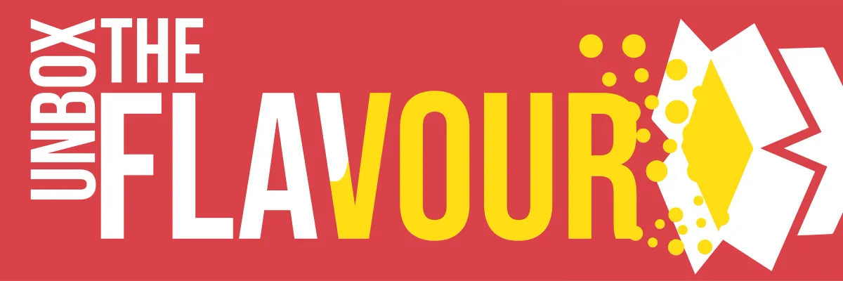 UNBOX THE FLAVOUR banner with the box device