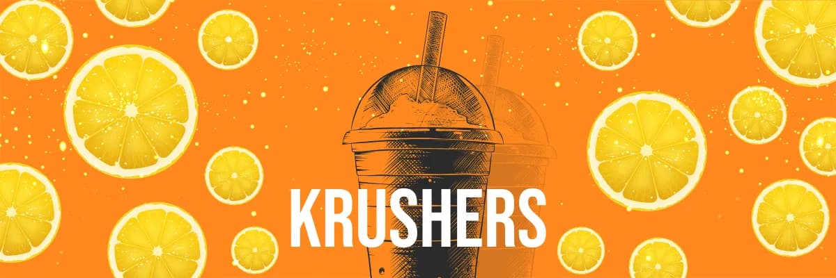 Krushers banner over a lemon-slice pattern