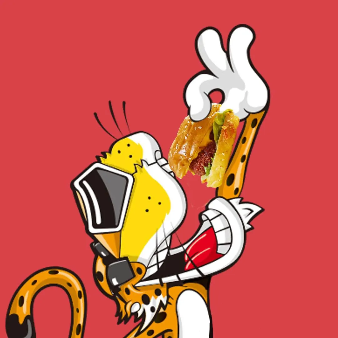 Chester the Cheetah illustration holding BoxPark food
