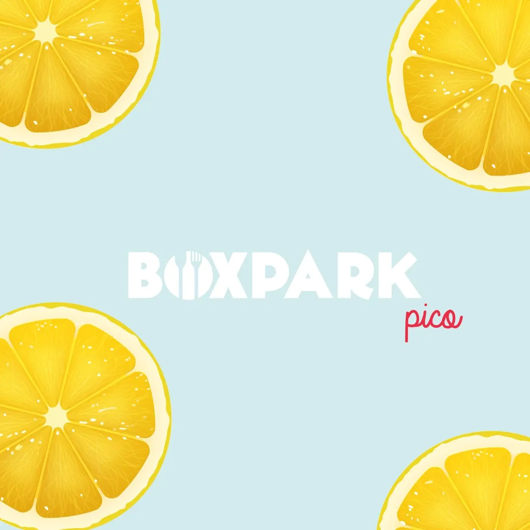 The wordmark over a lemon-slice pattern on pale blue