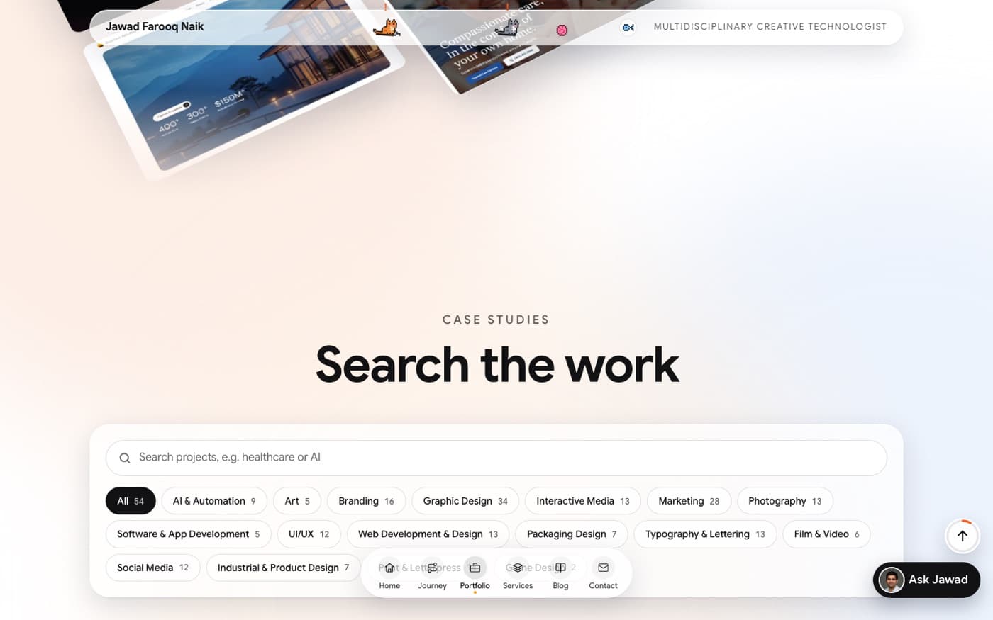 Search the work: project search with discipline filters