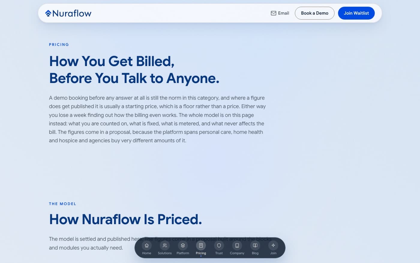Pricing page: How you get billed, before you talk to anyone