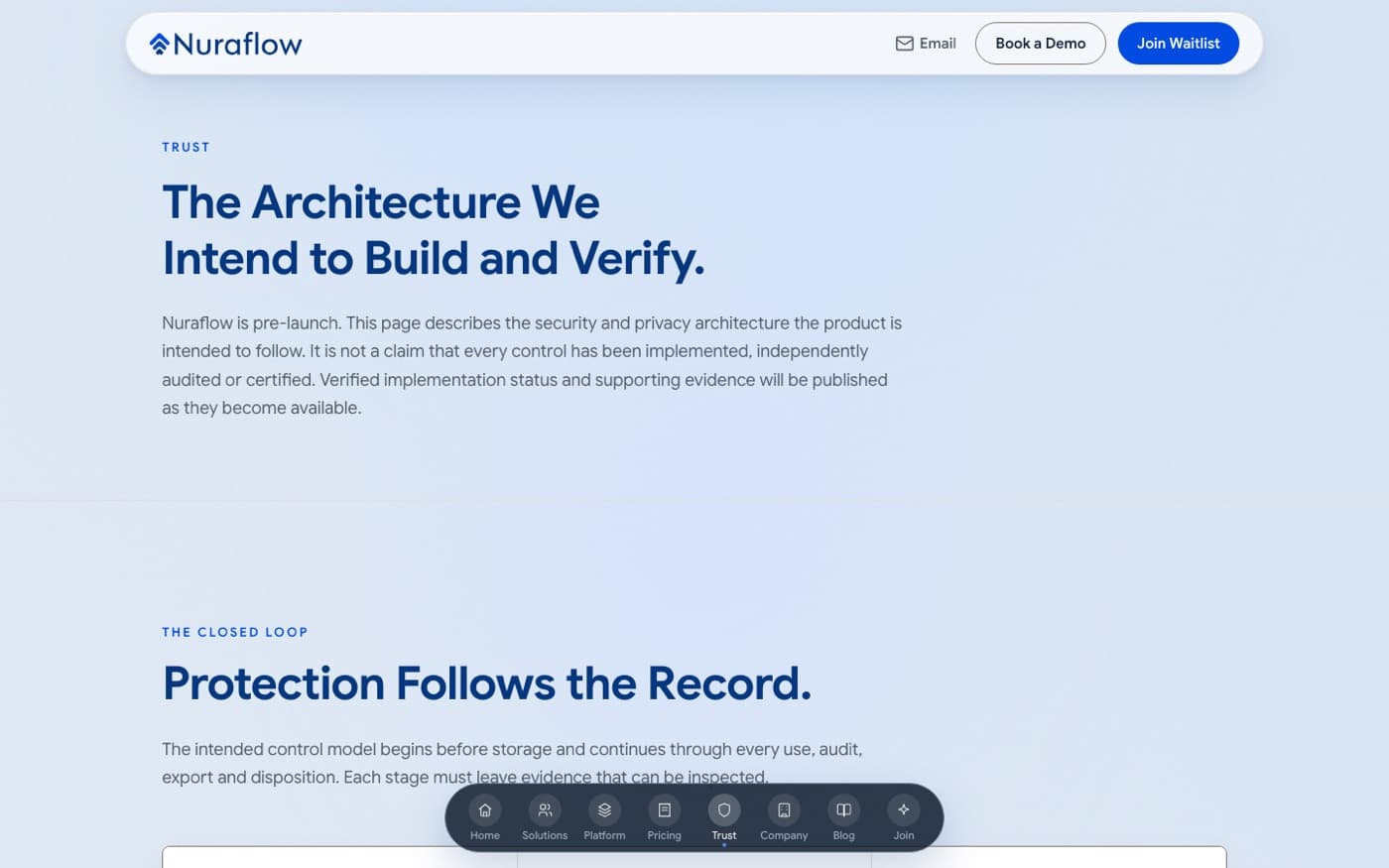 Trust page: The architecture we intend to build and verify