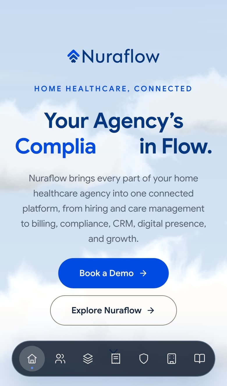 Nuraflow homepage on a phone