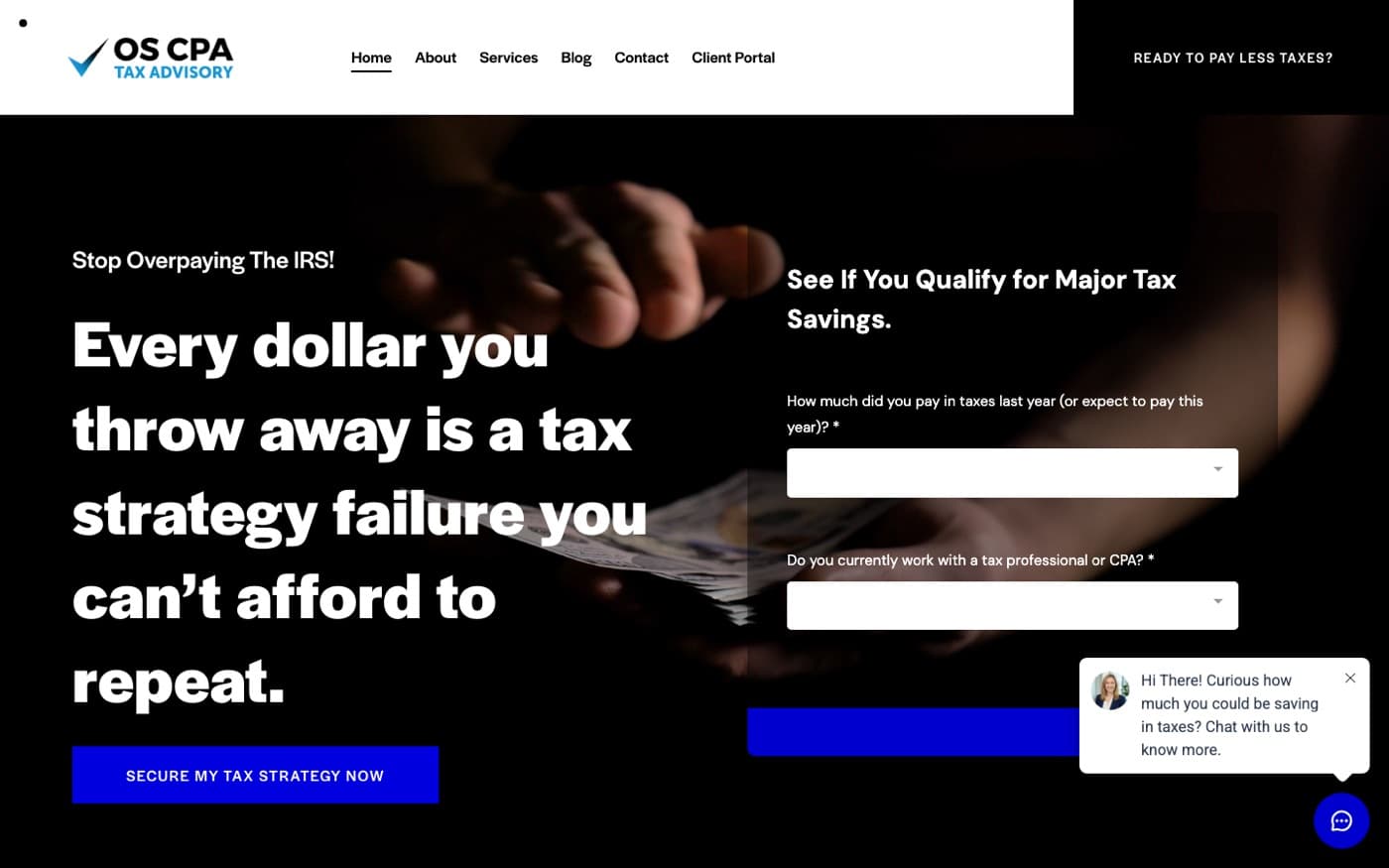 OSCPA homepage hero: Every dollar you throw away is a tax strategy failure