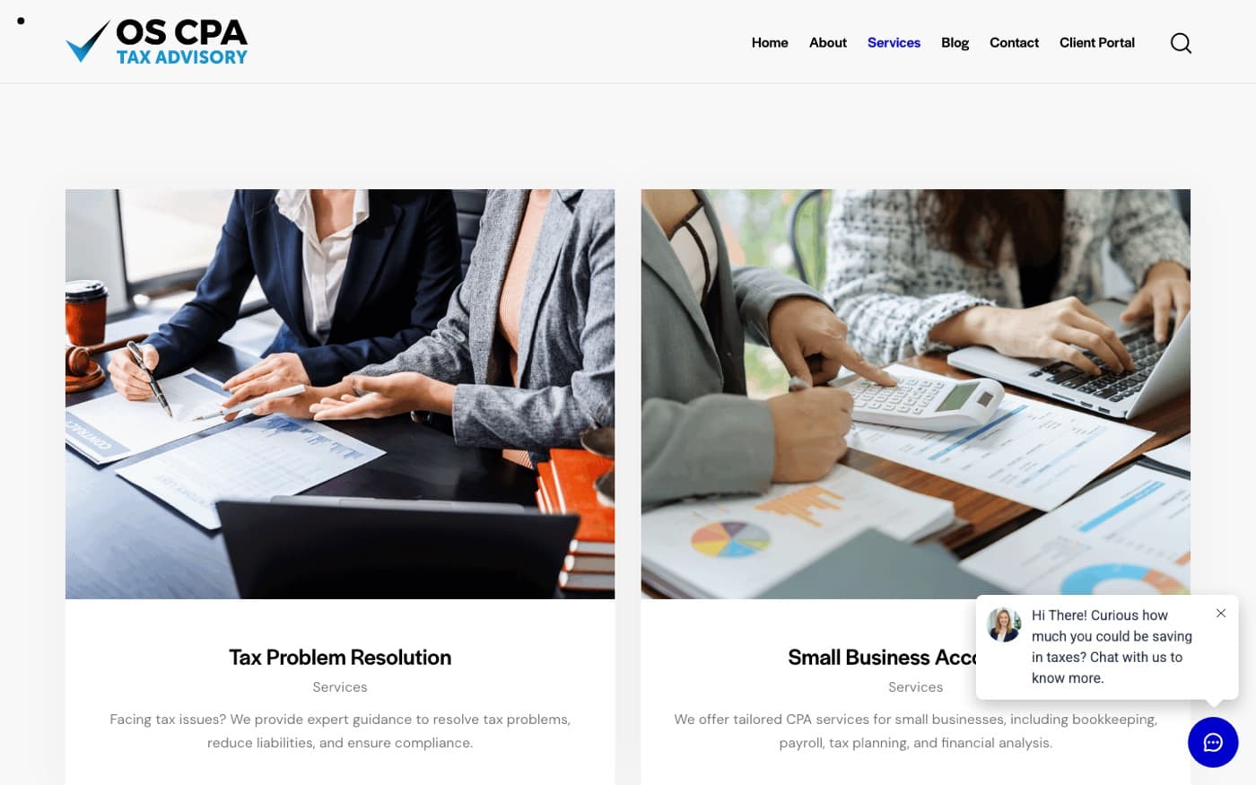 Services overview with service cards