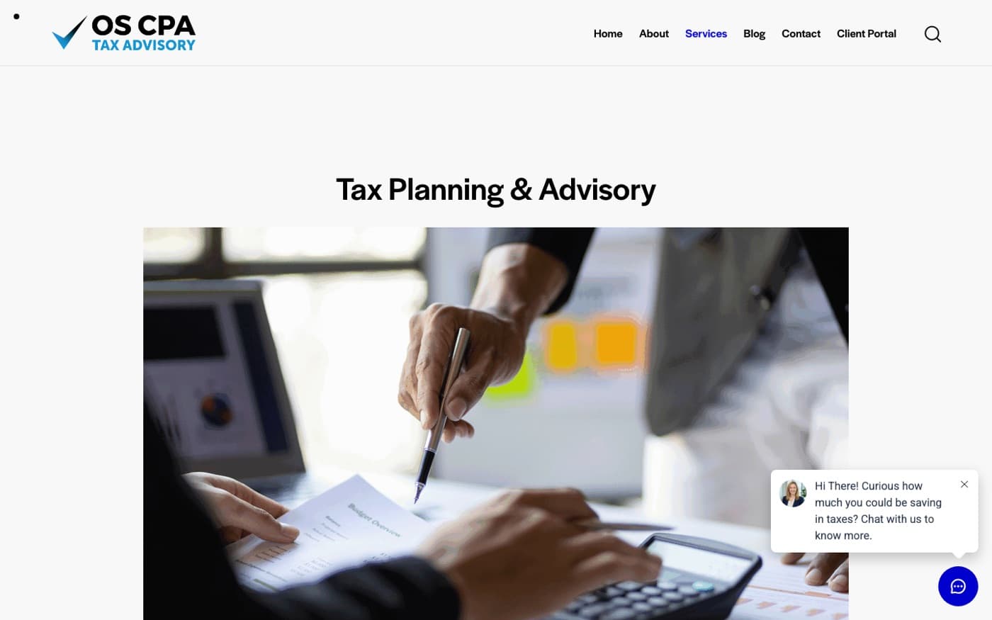 Tax Planning and Advisory service page