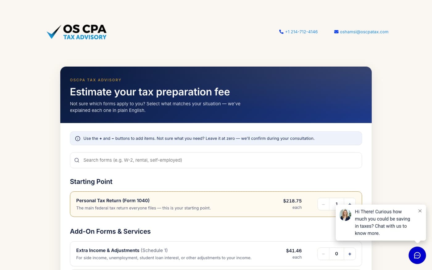 Fee estimator: Estimate your tax preparation fee
