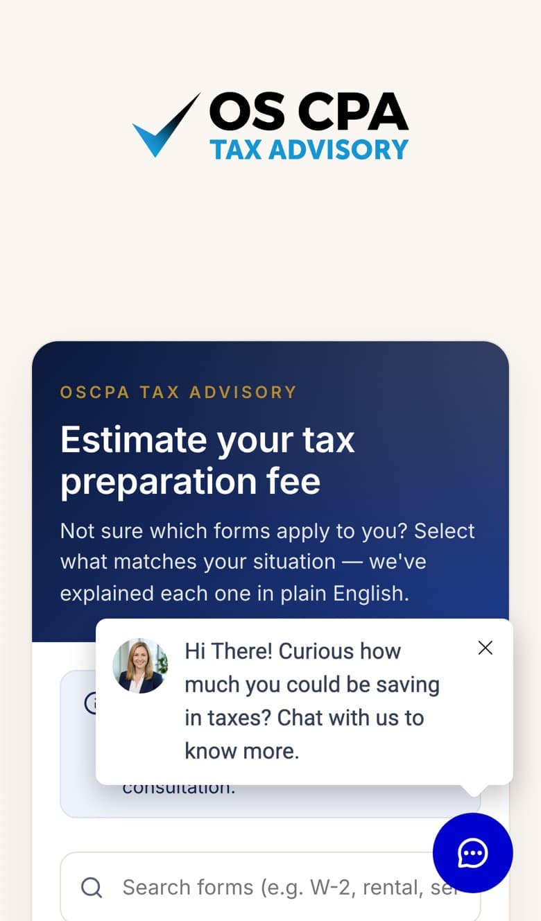 Fee estimator on a phone