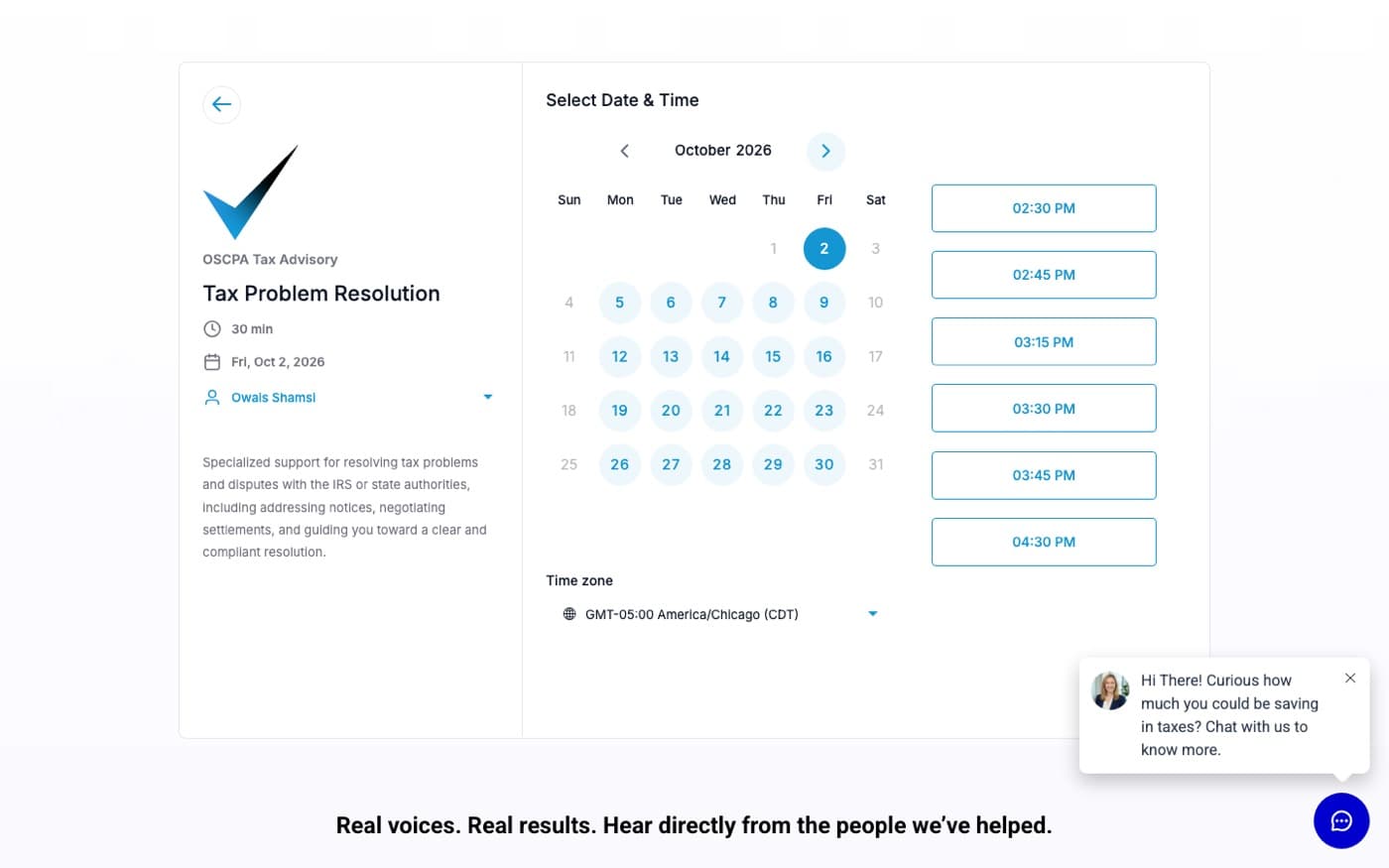 Tax Problem Resolution calendar