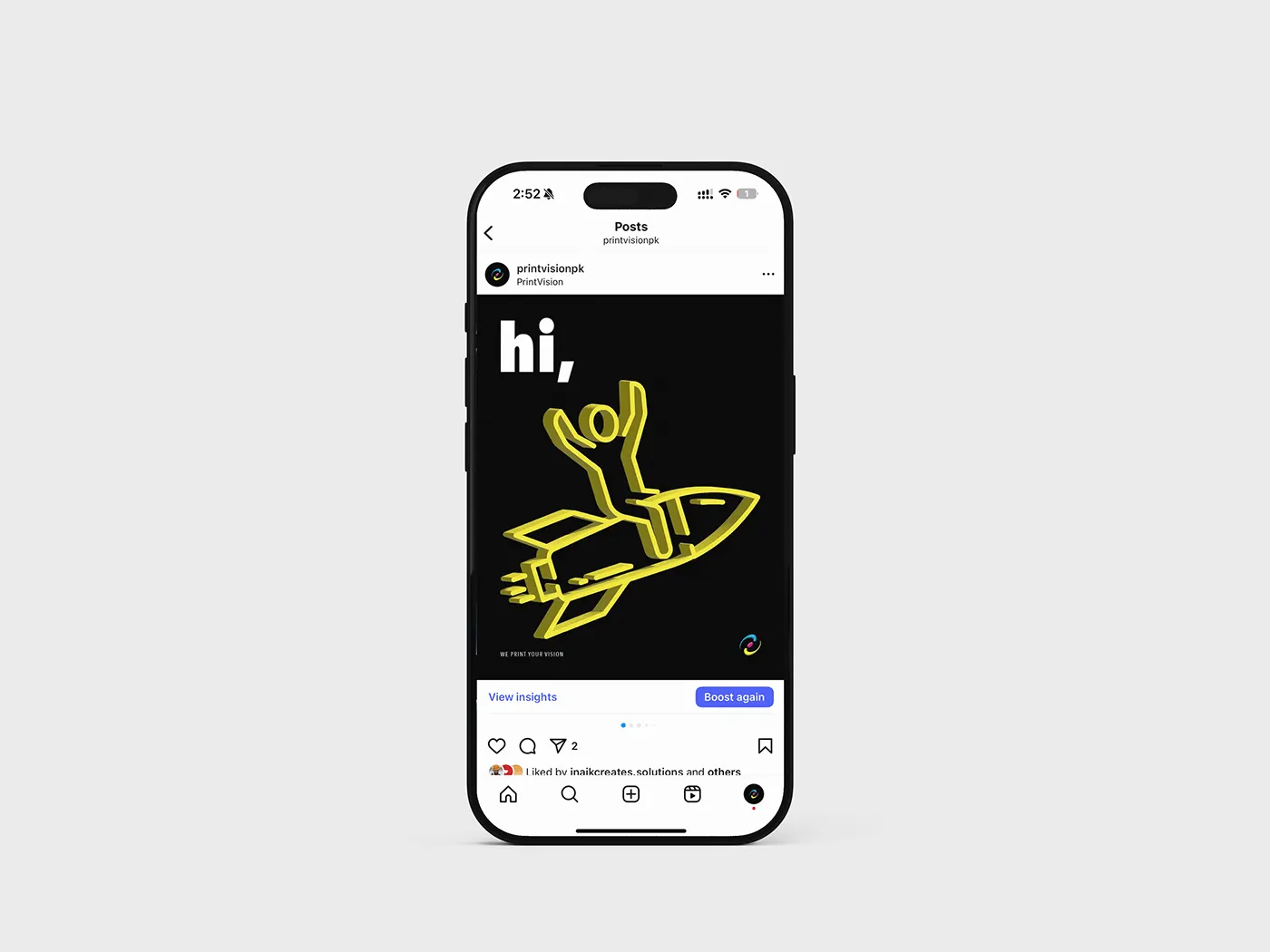 Social post template, yellow line art on black