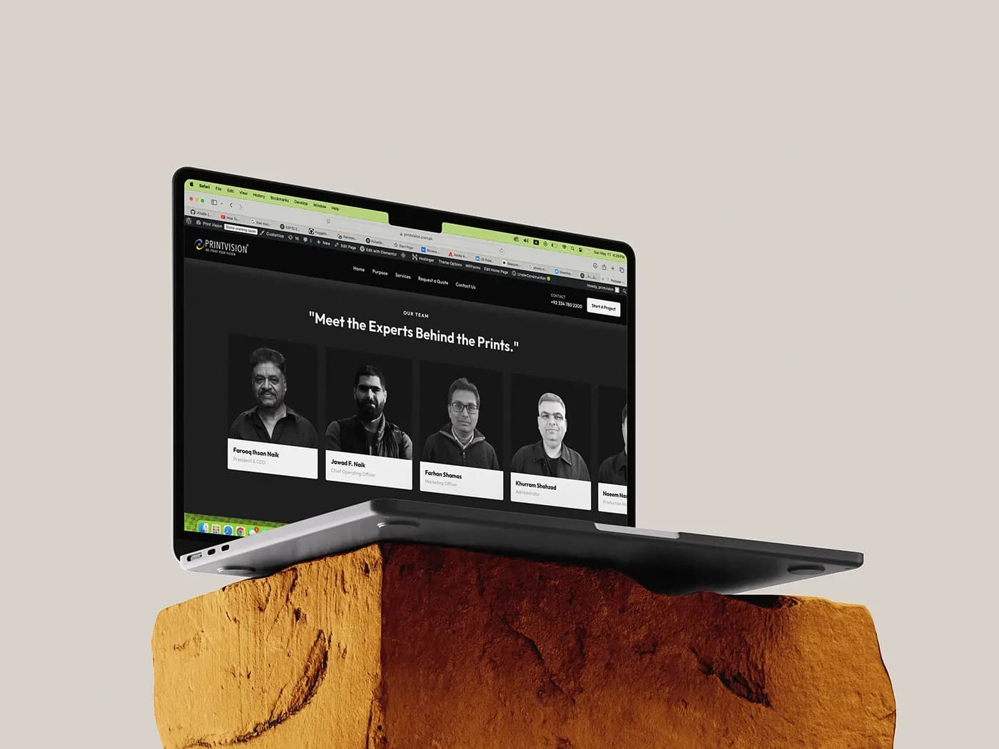 The leadership section shown on a laptop