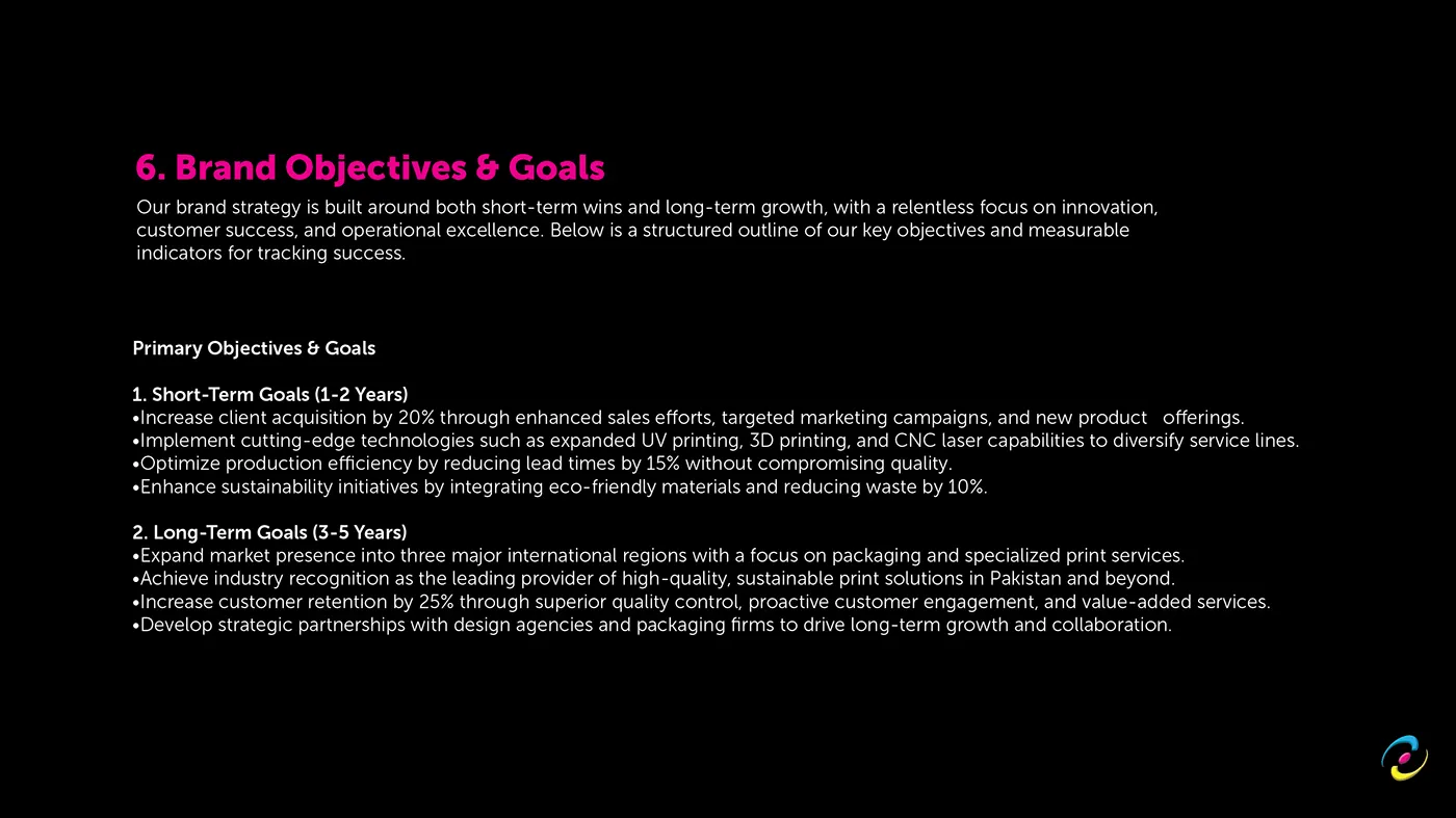 Brand objectives and goals, short and long term