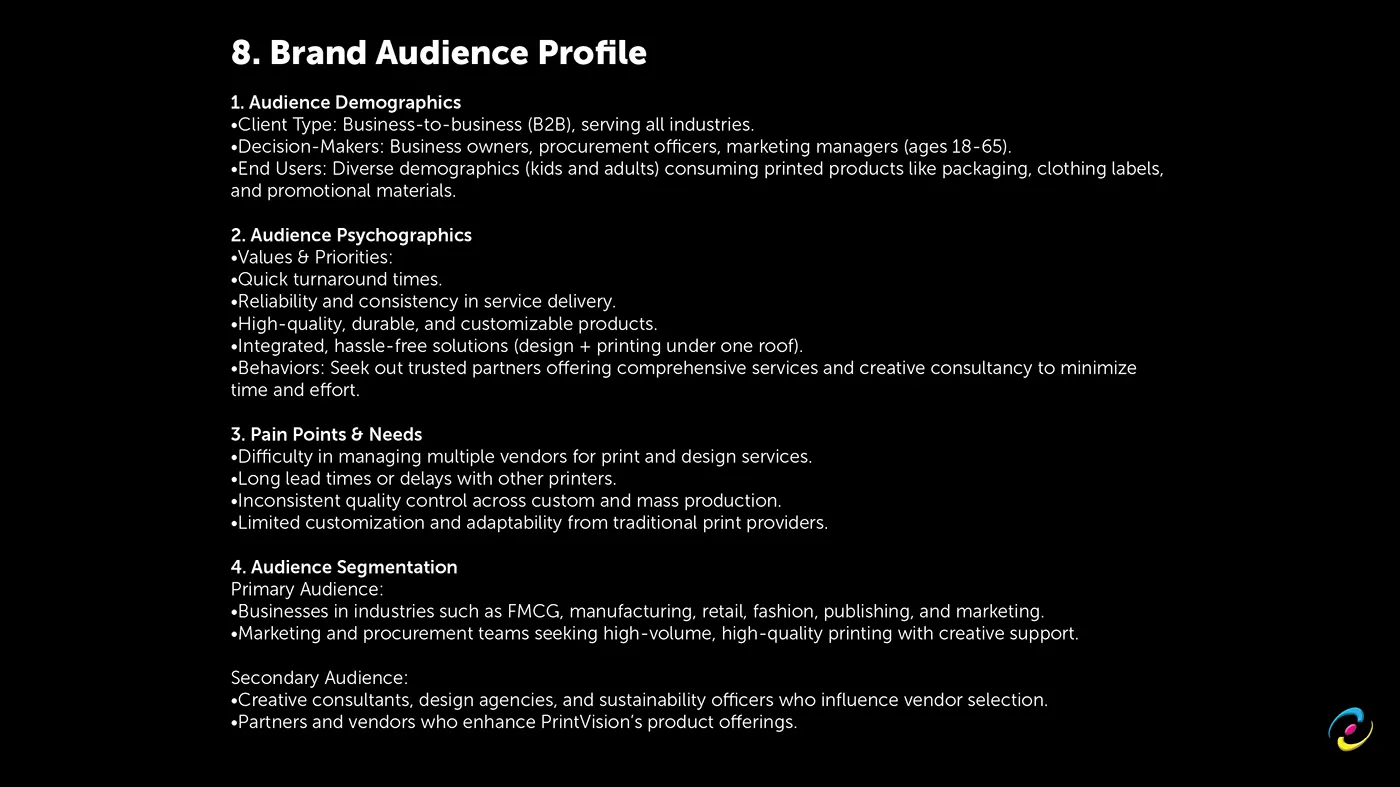 Brand audience profile, demographics and psychographics