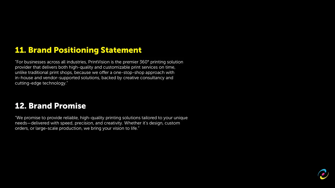 Brand positioning statement and brand promise