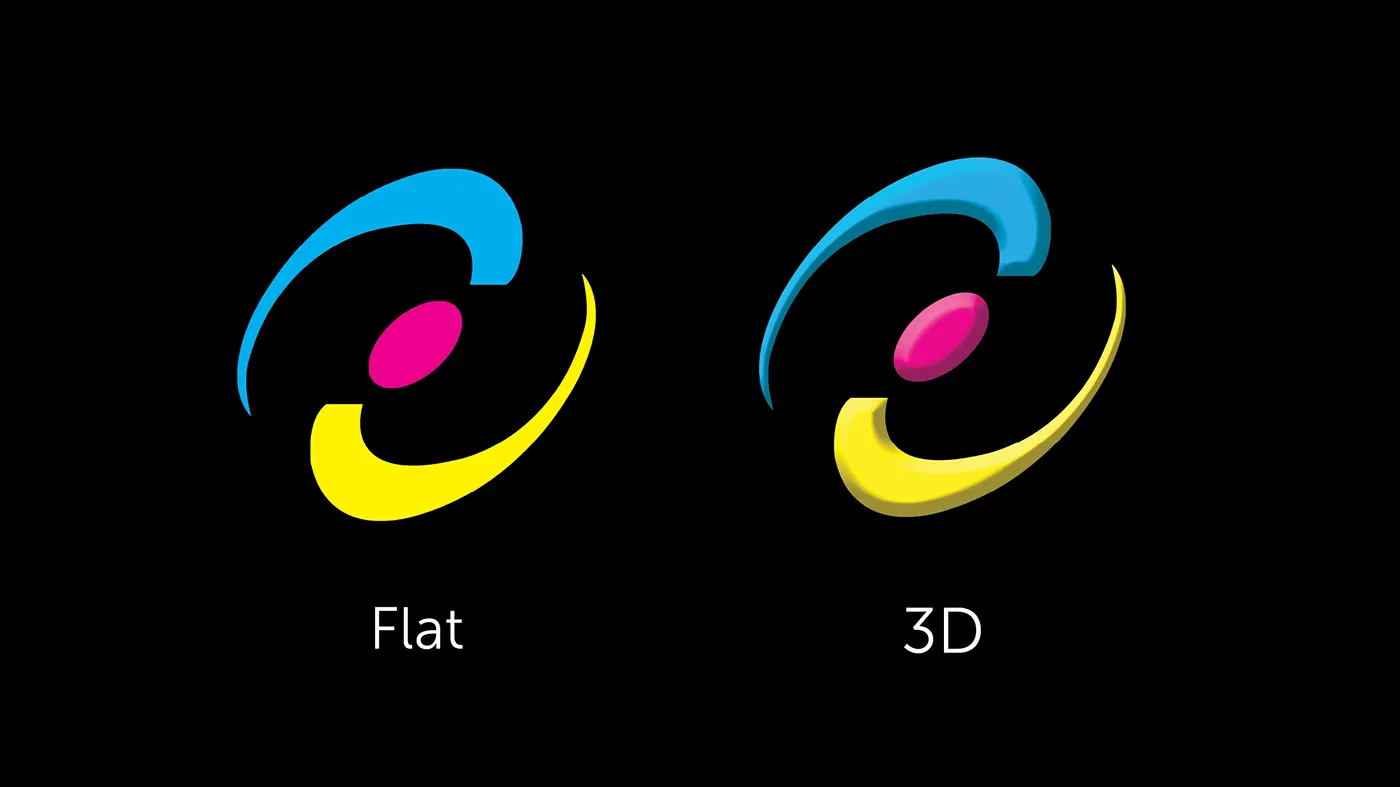 The mark in flat and dimensional versions