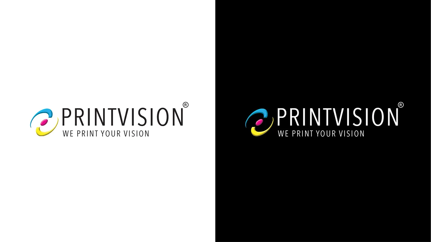 The full logo lockup, mark and wordmark, on white and on black