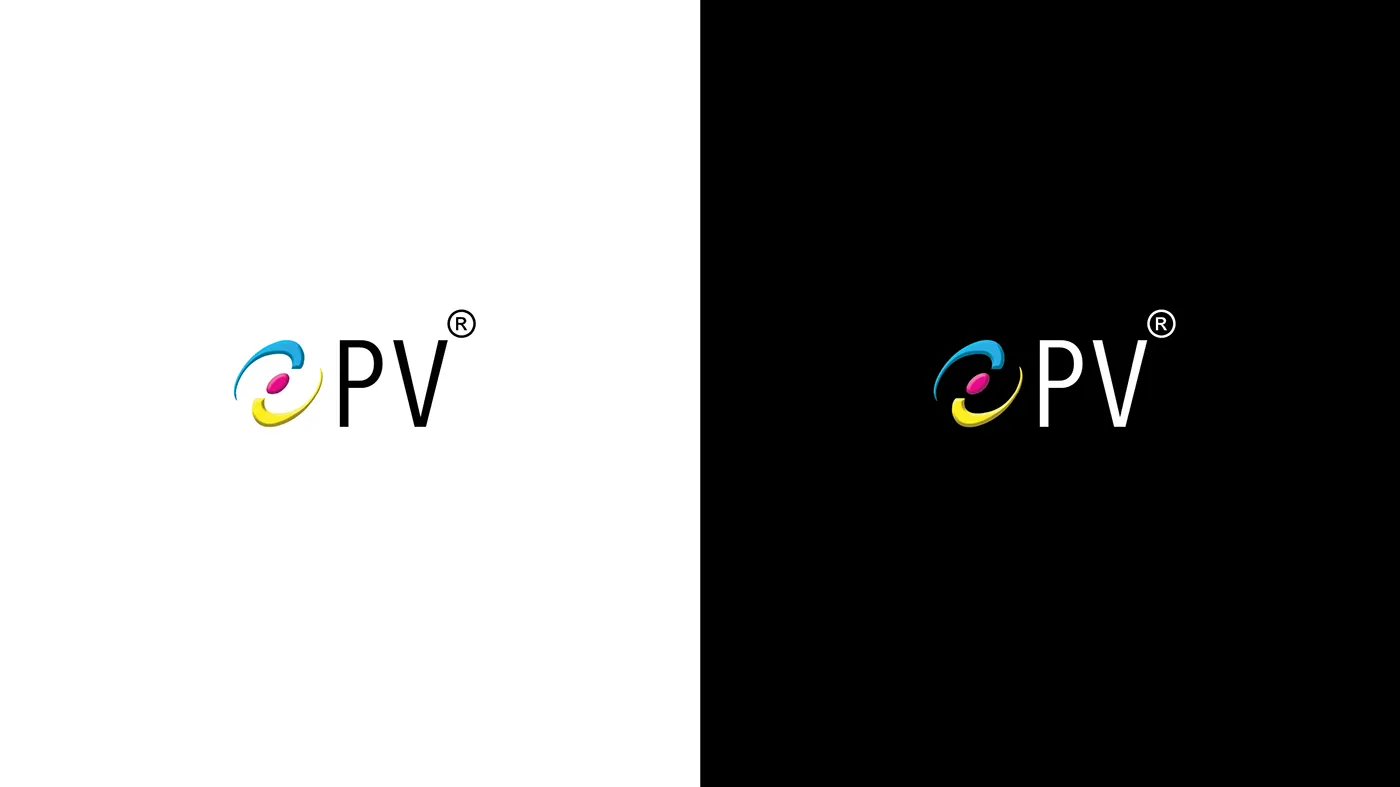 The PV monogram, on white and on black