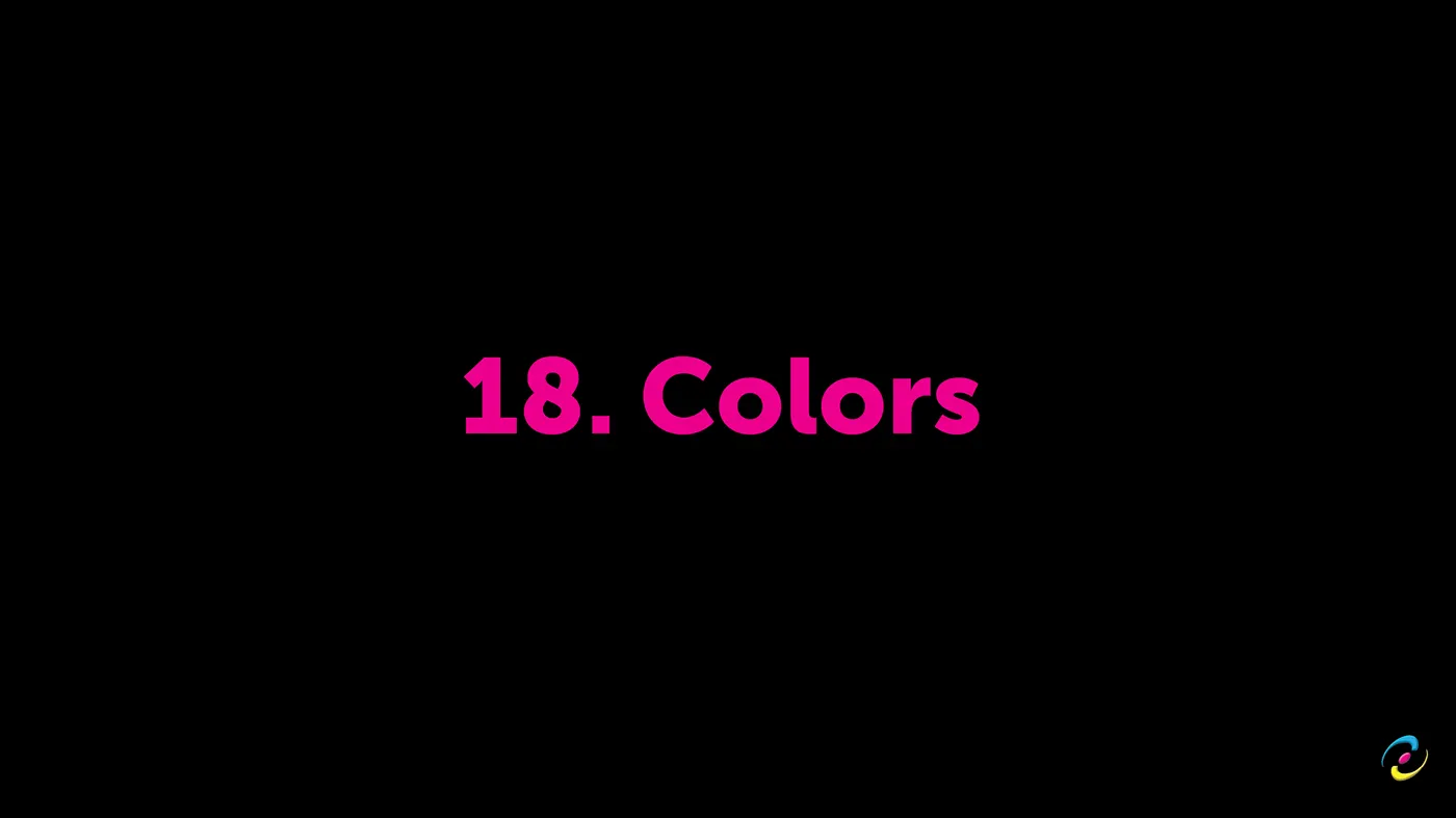 Section title card reading 18. Colors