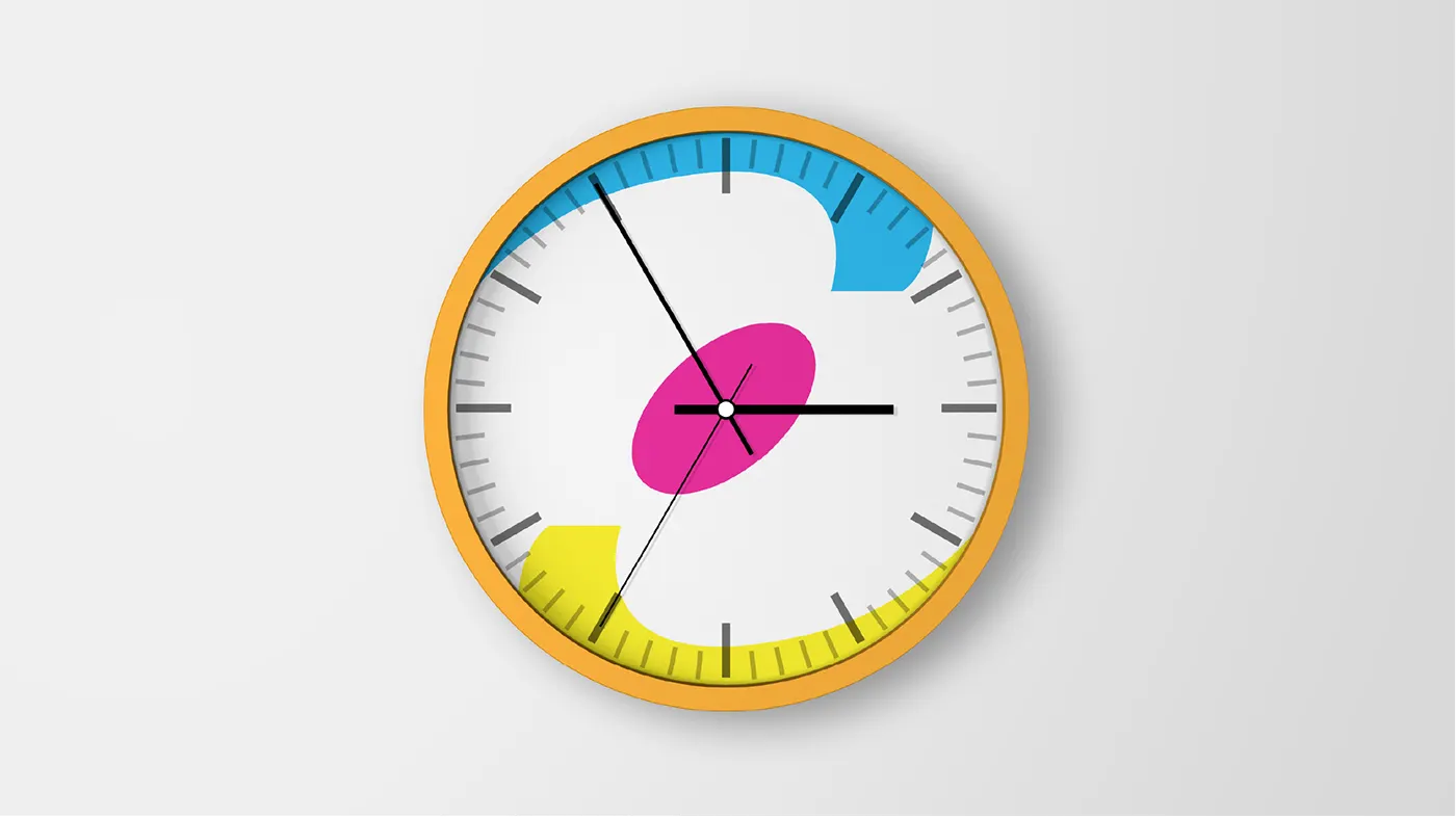 Wall clock in the brand colours