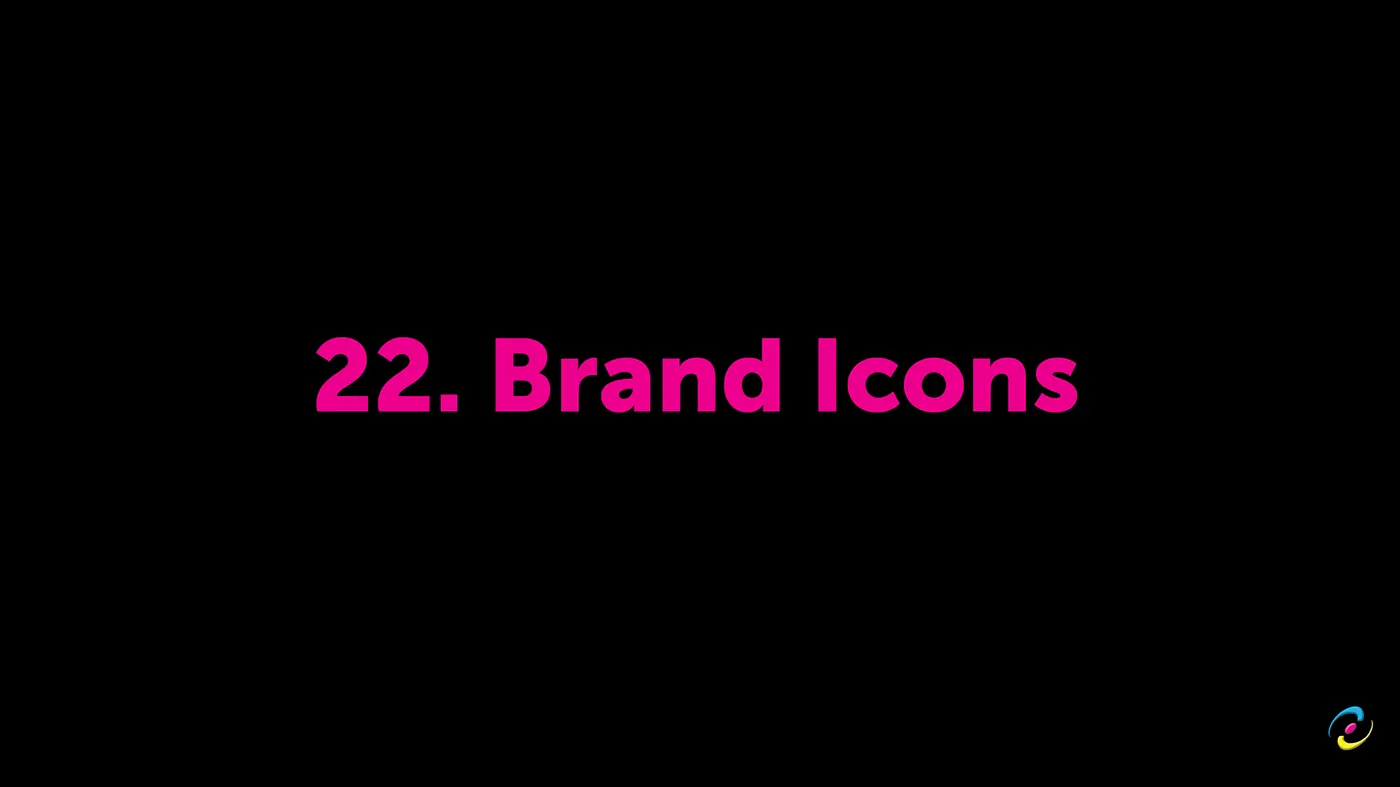 Section title card reading 22. Brand Icons