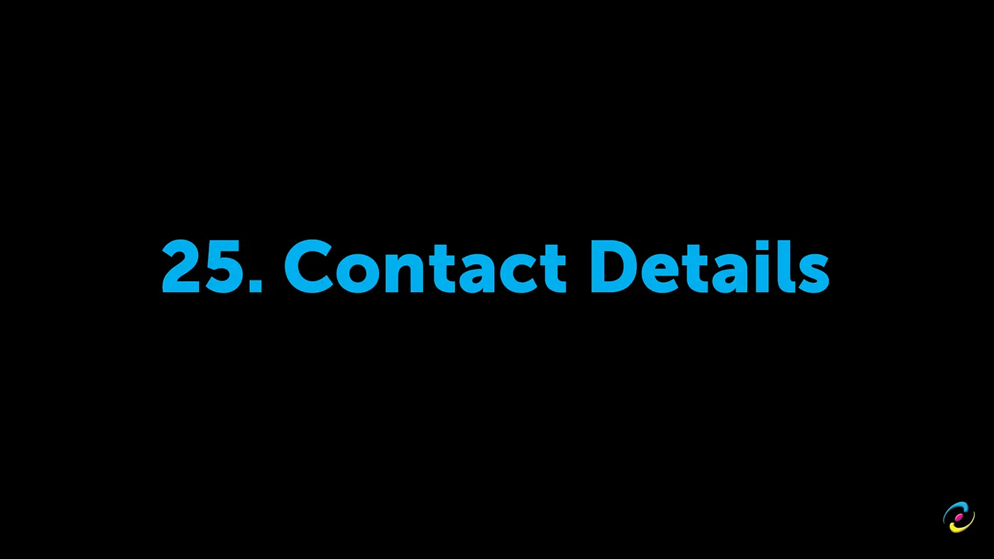 Section title card reading 25. Contact Details