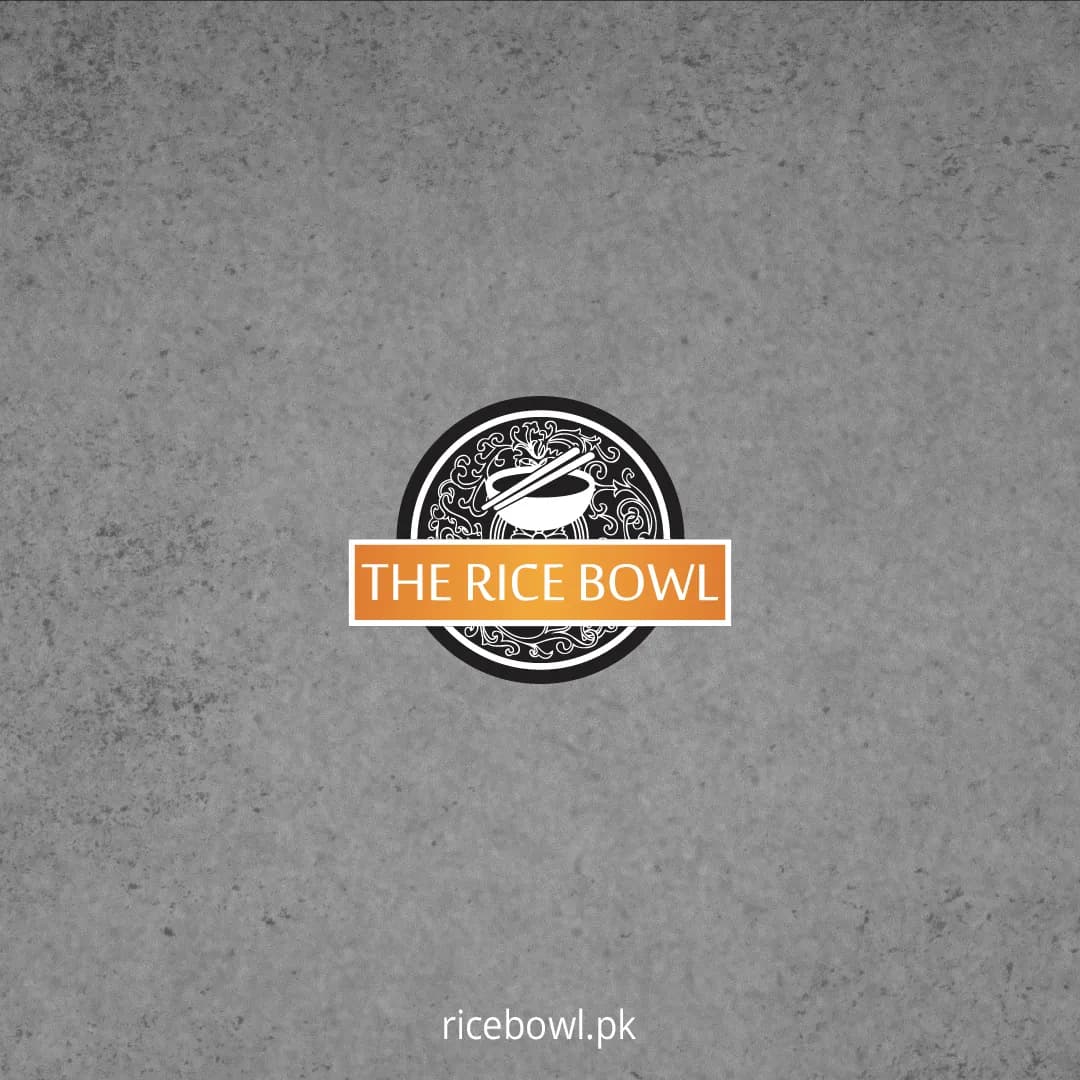 The Rice Bowl logo, a bowl and chopsticks mark, with ricebowl.pk beneath