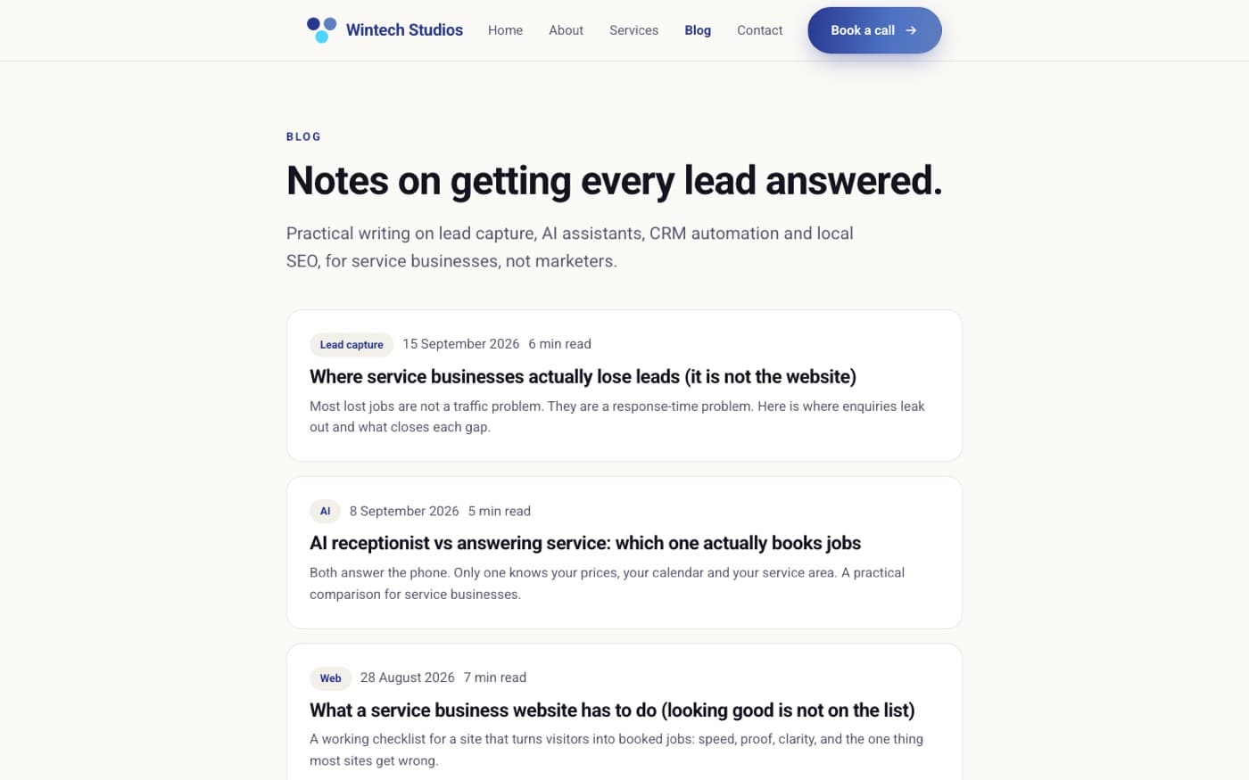 Blog: Notes on getting every lead answered