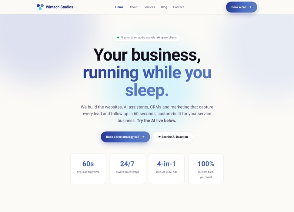 Wintech Studios website, built by Pinn.Media